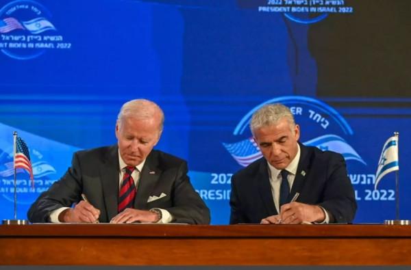 بايدن ولابيد يوقعان "إعلان القدس"